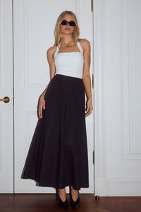 ZIMA FLOWY A-LINE MIDI SKIRT - BLACK