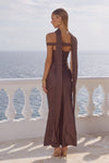 RAPHAELLA OFF SHOULDER MAXI DRESS - BITTER CHOCOLATE