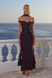 RAPHAELLA OFF SHOULDER MAXI DRESS - NOIR