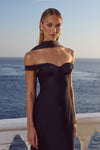 RAPHAELLA OFF SHOULDER MAXI DRESS - NOIR