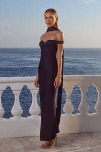 RAPHAELLA OFF SHOULDER MAXI DRESS - NOIR