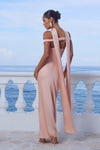 RAPHAELLA OFF SHOULDER MAXI DRESS - PEACH