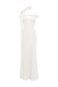 RAPHAELLA OFF SHOULDER MAXI DRESS - PEARL