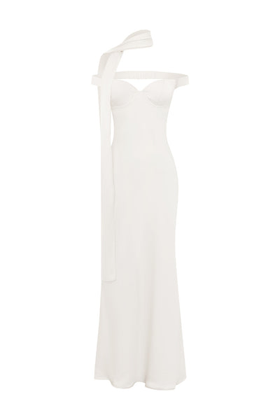 RAPHAELLA OFF SHOULDER MAXI DRESS - PEARL