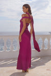 RAPHAELLA OFF SHOULDER MAXI DRESS - PLUM