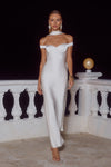 RAPHAELLA OFF SHOULDER MAXI DRESS - PEARL