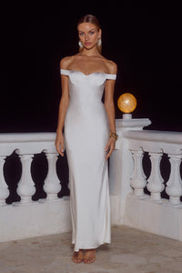 RAPHAELLA OFF SHOULDER MAXI DRESS - PEARL