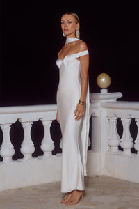 RAPHAELLA OFF SHOULDER MAXI DRESS - PEARL