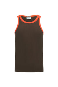 RAUL RIBBED SINGLET - CHOC/ORANGE