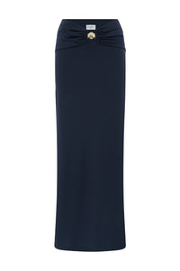 REMINA LOW WAIST RUCHED MAXI SKIRT - NAVY