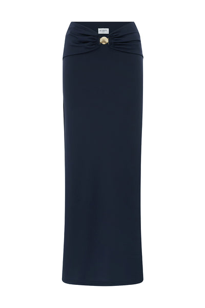 REMINA LOW WAIST RUCHED MAXI SKIRT - NAVY