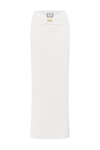 REMINA LOW WAIST RUCHED MAXI SKIRT - WHITE