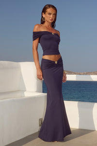 REMINA LOW WAIST RUCHED MAXI SKIRT - NAVY
