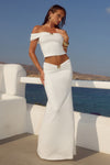 REMINA LOW WAIST RUCHED MAXI SKIRT - WHITE