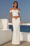 REMINA LOW WAIST RUCHED MAXI SKIRT - WHITE