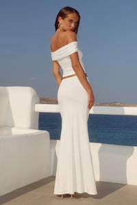 REMINA RUCHED OFF SHOULDER TOP - WHITE