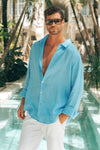 NIKO TAILORED LONG SLEEVE SHIRT - AQUA