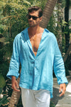 NIKO TAILORED LONG SLEEVE SHIRT - AQUA