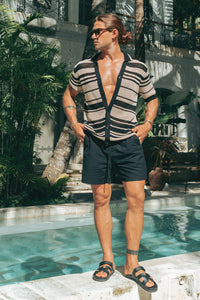 MONROE TOP - BLACK/SAND STRIPE
