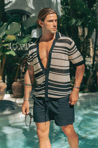 MONROE TOP - BLACK/SAND STRIPE