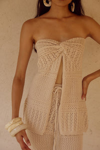 RILEY STRAPLESS KNIT TOP - SAND