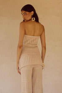 RILEY STRAPLESS KNIT TOP - SAND