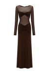 ROMY SLEEVED RUCHED MAXI DRESS - BITTER CHOCOLATE