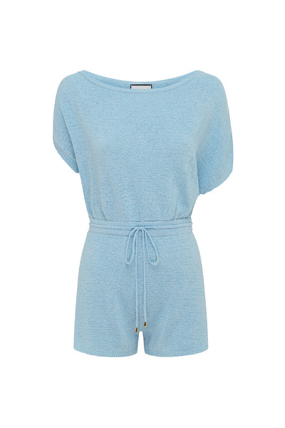 MIAMI KNIT PLAYSUIT - BABY BLUE