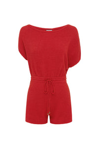 MIAMI KNIT PLAYSUIT - RED