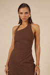 SAPHIRA LONG MIDI DRESS - ESPRESSO