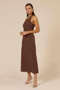 SAPHIRA LONG MIDI DRESS - ESPRESSO