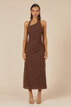 SAPHIRA LONG MIDI DRESS - ESPRESSO