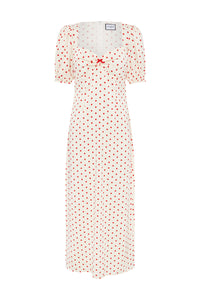 SARELA MIDI DRESS - WHITE/RED