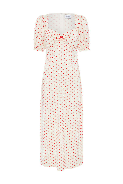 SARELA MIDI DRESS - WHITE/RED