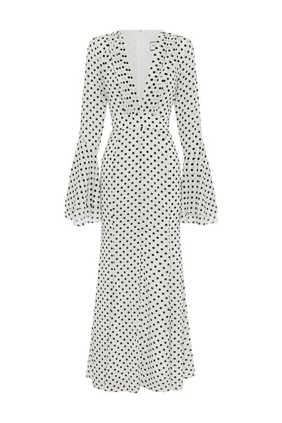 SARI MAXI DRESS - WHITE POLKA