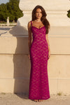 SARTA LACE MAXI DRESS - BERRY