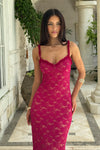 SARTA LACE MAXI DRESS - BERRY