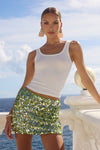 IDALIA MINI SKIRT - GREEN SEQUIN