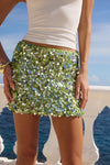 IDALIA MINI SKIRT - GREEN SEQUIN