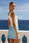 ORION MINI SKIRT - BLUE SEQUIN