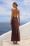 SHAE HALTER MAXI DRESS - BITTER CHOCOLATE