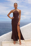 SHAE HALTER MAXI DRESS - BITTER CHOCOLATE