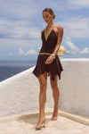SHAE RUCHED MINI DRESS - BITTER CHOCOLATE