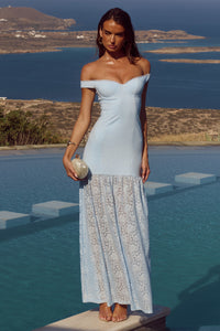 SHAYLA OFF SHOULDER MAXI DRESS - BLUEBELL