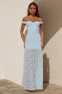 SHAYLA OFF SHOULDER MAXI DRESS - BLUEBELL