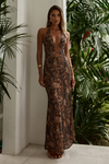 EVALINA MAXI DRESS - STONE PRINT