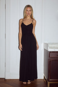 SOL RUCHED MAXI DRESS - BLACK