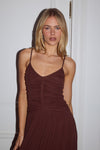 SOL RUCHED MAXI DRESS - ESPRESSO