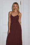 SOL RUCHED MAXI DRESS - ESPRESSO