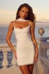 STARLA BUSTIER SCARF MINI DRESS - WHITE